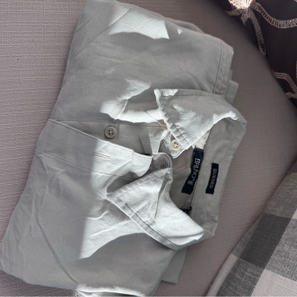 Bruno Sueded Men's tan button down long sleeve shirt - Picture 8 of 8